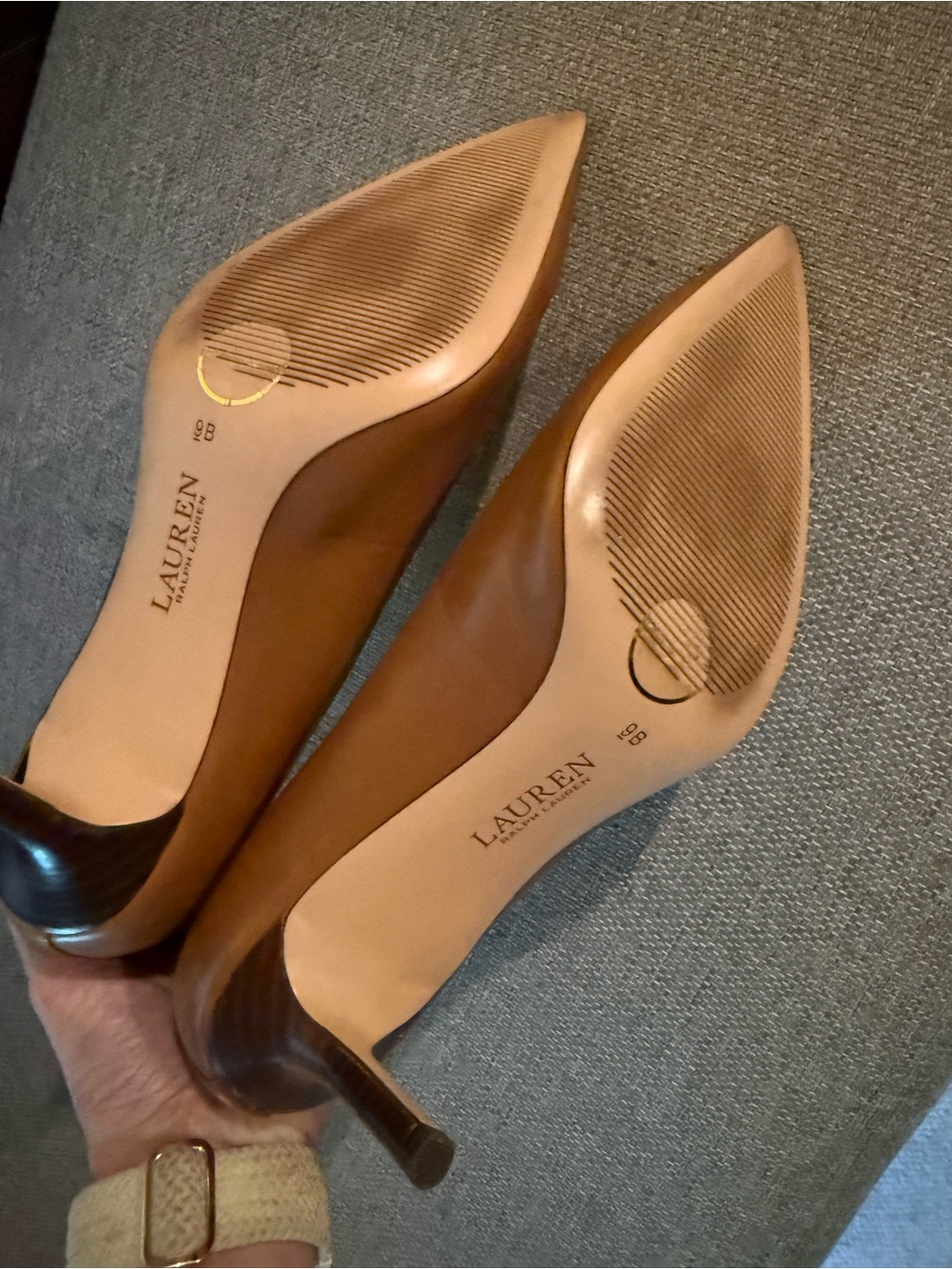 Ralph Lauren Tan Leather Pointed-Toe Pump - Women - Picture 7 of 7
